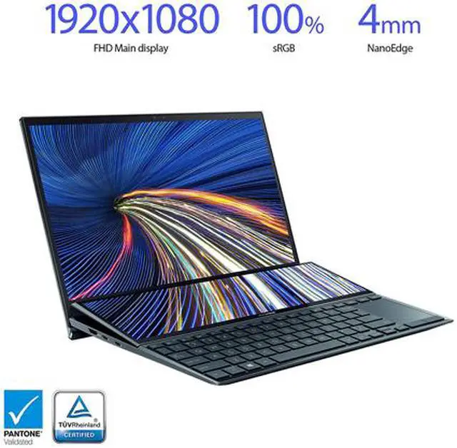 Alt view image 4 of 9 - ASUS ZenBook Duo 14 UX482 14" FHD NanoEdge Touch Display, Core i7-1195G7, GeForce MX450, 32GB RAM, 1TB SSD, Innovative ScreenPad Plus, Windows 11 Pro, Wifi 6E, Celestial Blue, UX482EGR-XB77T
