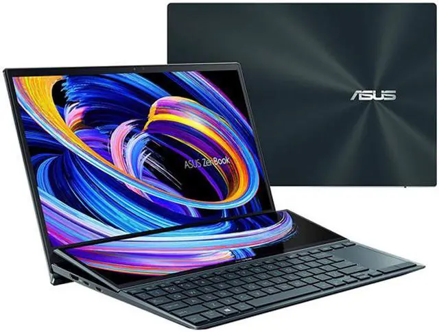 Main image of ASUS ZenBook Duo 14 UX482 14" FHD NanoEdge Touch Display, Core i7-1195G7, GeForce MX450, 32GB RAM, 1TB SSD, Innovative ScreenPad Plus, Windows 11 Pro, Wifi 6E, Celestial Blue, UX482EGR-XB77T