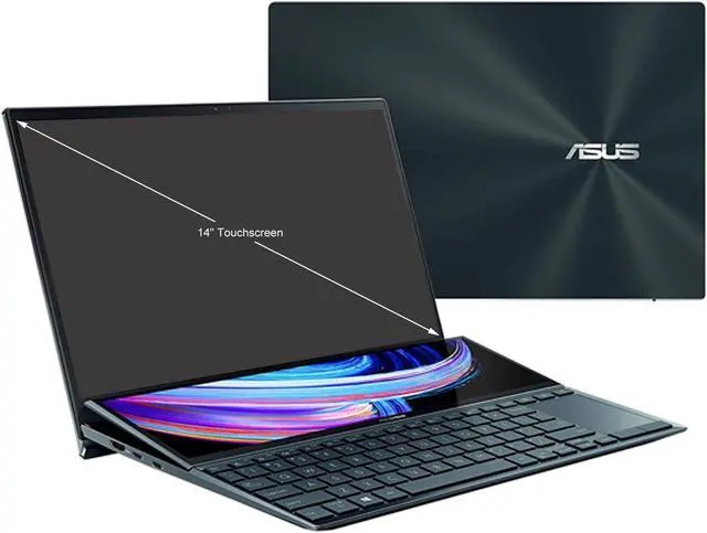 Alt view image 2 of 9 - ASUS ZenBook Duo 14 UX482 14" FHD NanoEdge Touch Display, Core i7-1195G7, GeForce MX450, 32GB RAM, 1TB SSD, Innovative ScreenPad Plus, Windows 11 Pro, Wifi 6E, Celestial Blue, UX482EGR-XB77T