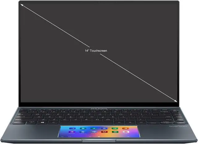 Alt view image 2 of 2 - ASUS ZenBook 14X OLED Laptop, 14" WQXGA+ 16:10 Touch Display, Intel Core i7-1165G7 CPU, NVIDIA GeForce MX450, 16GB RAM, 512GB SSD, Windows 11 Pro, Pine Grey, UX5400EG-XB73T