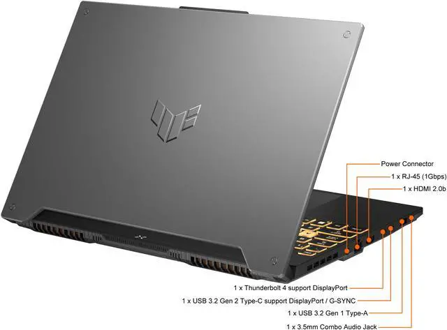 Alt view image 11 of 13 - ASUS TUF Gaming F15 (2022) Gaming Laptop, 15.6" 300Hz FHD Display, Intel Core i7-12700H, GeForce RTX 3060, 16GB DDR5, 1TB PCIe SSD, Thunderbolt 4, Wi-Fi 6, Windows 11 Home, Mecha Gray, FX507ZM-ES74