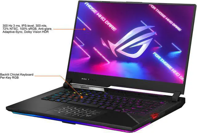Alt view image 3 of 20 - ASUS ROG Strix Scar 15 (2022) Gaming Laptop, 15.6" 300Hz IPS FHD Display, NVIDIA GeForce RTX 3060, Intel Core i9 12900H, 16GB DDR5, 512GB SSD, Per-Key RGB Keyboard, Windows 11 Home, G533ZM-ES93