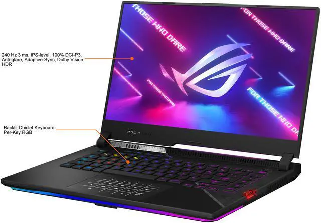 Alt view image 3 of 20 - ASUS ROG Strix Scar 15 (2022) Gaming Laptop, 15.6" 240Hz IPS QHD Display, NVIDIA GeForce RTX 3080 Ti, Intel Core i9 12900H, 32GB DDR5, 1TB SSD, Per-Key RGB Keyboard, Windows 11 Pro, G533ZX-XS96