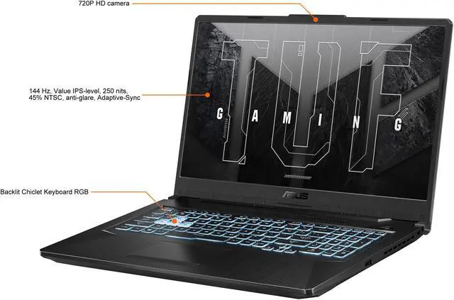 Alt view image 4 of 18 - ASUS TUF Gaming F17 Gaming Laptop, 17.3" 144Hz FHD IPS-Type Display, Intel Core i5-11400H Processor, GeForce RTX 3050, 8GB DDR4 RAM, 512GB PCIe SSD, Wi-Fi 6, Windows 11 Home, FX706HCB-ES51