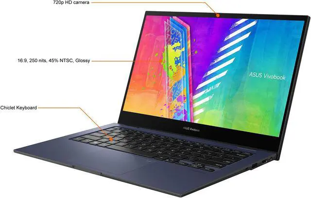 Alt view image 4 of 14 - ASUS VivoBook 14 Flip J1400KA-DS01T-CA Intel Celeron N4500 (1.10GHz) 4GB Memory 128 GB eMMC SSD Intel UHD Graphics 14" Touchscreen 1920 x 1080 Convertible 2-in-1 Laptop Windows 11 in S mode
