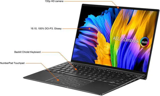 Alt view image 5 of 8 - ASUS Laptop ZenBook 14X OLED UM5401QA-DS79T-CA AMD Ryzen 7 5000 Series 5800H (3.20GHz) 16 GB LPDDR4X Memory 512 GB PCIe SSD AMD Radeon Graphics 14.0" Touchscreen Windows 11 Home 64-bit