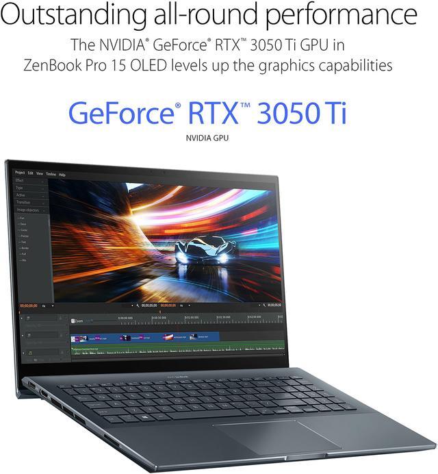 Alt view image 4 of 11 - ASUS ZenBook Pro 15 OLED Laptop 15.6" FHD Touch Display, AMD Ryzen 7 5800H CPU, NVIDIA GeForce RTX 3050 Ti GPU, 16GB RAM, 1TB PCIe SSD, Windows 11 Pro, Pine Grey, UM535QE-NH71T