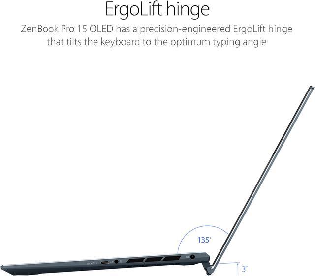 Alt view image 6 of 11 - ASUS ZenBook Pro 15 OLED Laptop 15.6" FHD Touch Display, AMD Ryzen 7 5800H CPU, NVIDIA GeForce RTX 3050 Ti GPU, 16GB RAM, 1TB PCIe SSD, Windows 11 Pro, Pine Grey, UM535QE-NH71T
