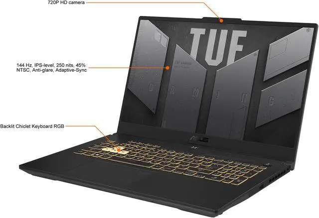 Alt view image 3 of 20 - ASUS TUF Gaming F17 Gaming Laptop, 17.3" 144Hz FHD IPS-Type Display, Intel Core i7-12700H Processor, GeForce RTX 3060, 16GB DDR5 RAM, 1TB PCIe SSD, Wi-Fi 6, Windows 11 Home, FX707ZM-RS74