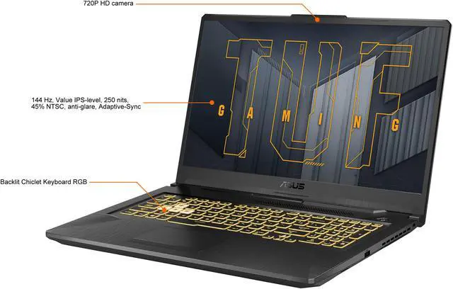 Alt view image 3 of 20 - ASUS TUF Gaming F17 Gaming Laptop, 17.3" 144Hz Full HD IPS-Type, Intel Core i7-11800H Processor, GeForce RTX 3060, 16GB DDR4, 1TB PCIe SSD, Gigabit Wi-Fi 6, Windows 11 Home, TUF FX706HM-ES74