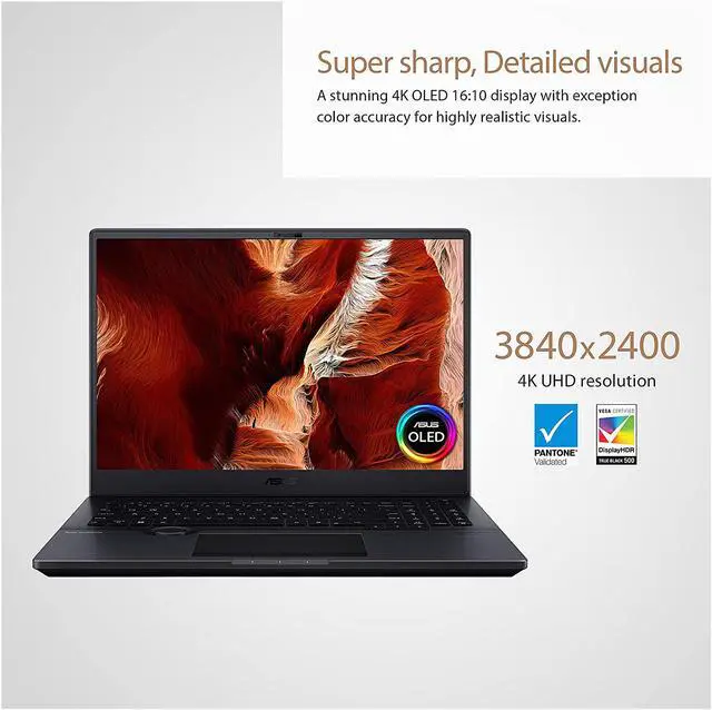 Alt view image 12 of 15 - ASUS ProArt StudioBook 16 OLED Laptop, 16" 3840x2400 OLED Display, Intel core i7-12700H, 16GB DDR5 SO-DIMM, 1TB + 1TB M.2 NVMe PCIe 4.0 Performance SSD, NVIDIA GeForce RTX 3070 Ti, Windows 11 Home, H7600ZW-DB76, Mineral Black