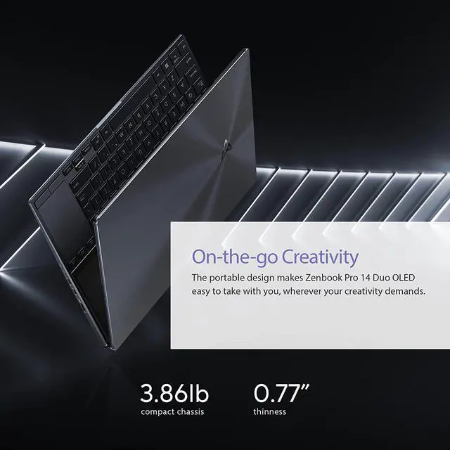 Alt view image 3 of 11 - ASUS ZenBook Pro 14 Duo OLED 14.5" 2.8K OLED Touch, 120Hz Refresh Rate, ScreenPad Plus, Intel Evo Platform, i7-12700H CPU, 32GB RAM, 1TB SSD, Windows 11 Home, Tech Black, UX8402ZA-DB76T
