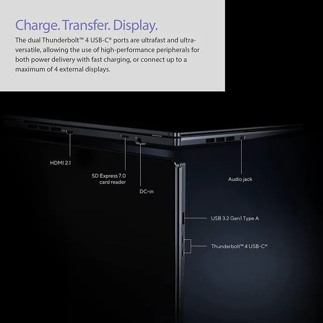 Alt view image 4 of 11 - ASUS ZenBook Pro 14 Duo OLED 14.5" 2.8K OLED Touch, 120Hz Refresh Rate, ScreenPad Plus, Intel Evo Platform, i7-12700H CPU, 32GB RAM, 1TB SSD, Windows 11 Home, Tech Black, UX8402ZA-DB76T