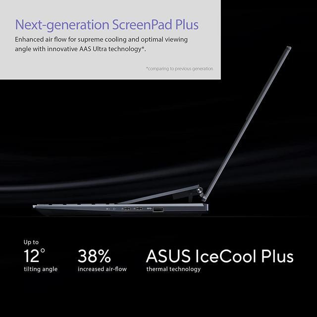 Alt view image 8 of 11 - ASUS ZenBook Pro 14 Duo OLED 14.5" 2.8K OLED Touch, 120Hz Refresh Rate, ScreenPad Plus, Intel Evo Platform, i7-12700H CPU, 32GB RAM, 1TB SSD, Windows 11 Home, Tech Black, UX8402ZA-DB76T