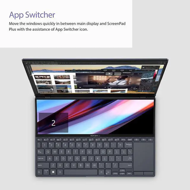 Alt view image 11 of 11 - ASUS ZenBook Pro 14 Duo OLED 14.5" 2.8K OLED Touch, 120Hz Refresh Rate, ScreenPad Plus, Intel Evo Platform, i7-12700H CPU, 32GB RAM, 1TB SSD, Windows 11 Home, Tech Black, UX8402ZA-DB76T