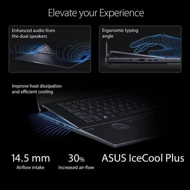 Alt view image 3 of 13 - ASUS ZenBook Pro 16X OLED 16" 4K OLED 16:10 Touch Display, ASUS Dial, Intel i9-12900H CPU, GeForce RTX 3060 Graphics, 32GB RAM, 2TB SSD, Windows 11 Pro, Tech Black, UX7602ZM-XB96T