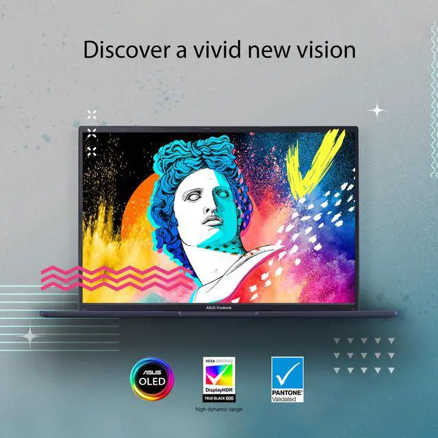 Alt view image 5 of 10 - ASUS VivoBook 16X OLED Laptop, 16" 4K OLED 16:10 Display, AMD Ryzen 7 5800H CPU, AMD Radeon Graphics, 16GB RAM, 512GB SSD, Fingerprint Sensor, Windows 11 Home, Quiet Blue, M1603QA-NS77