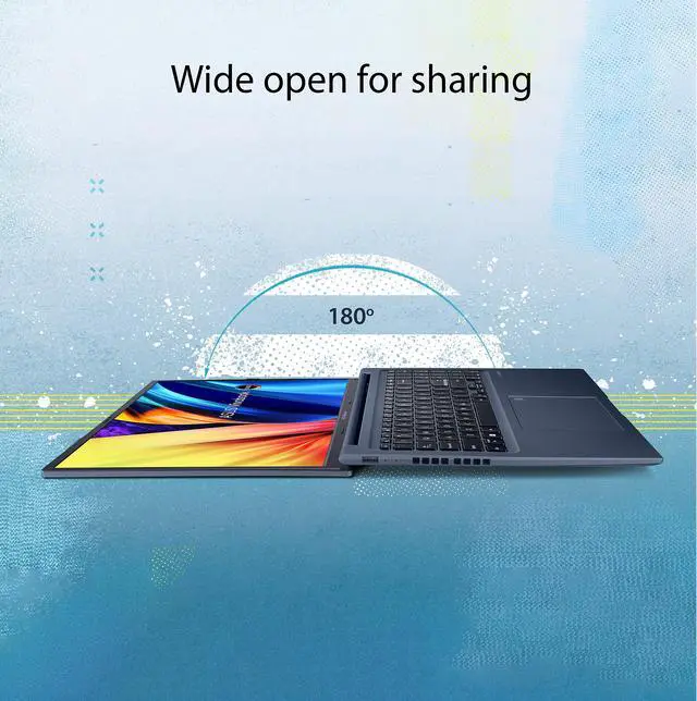 Alt view image 6 of 10 - ASUS VivoBook 16X OLED Laptop, 16" 4K OLED 16:10 Display, AMD Ryzen 7 5800H CPU, AMD Radeon Graphics, 16GB RAM, 512GB SSD, Fingerprint Sensor, Windows 11 Home, Quiet Blue, M1603QA-NS77