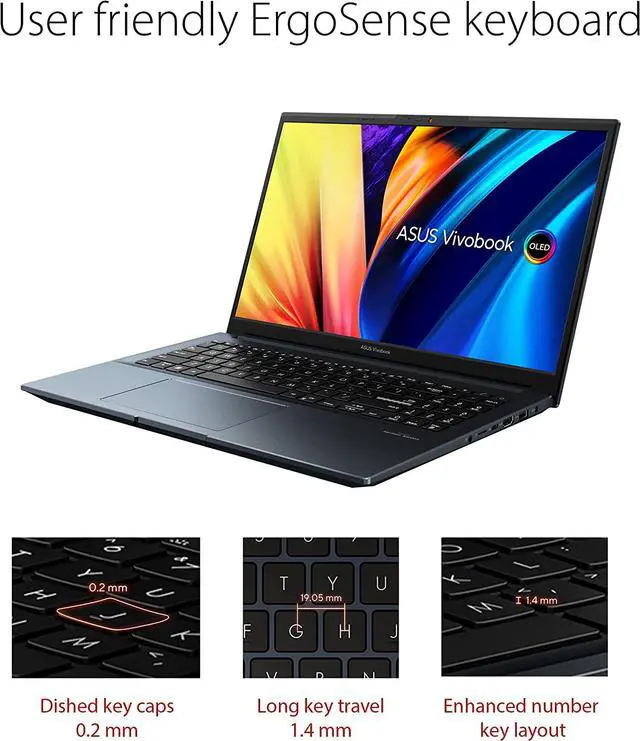 Alt view image 4 of 9 - ASUS Vivobook Pro 15 M6500RE-EB74 OLED Laptop, 15.6” 2.8K OLED Display, AMD Ryzen 7 6800H Mobile CPU, NVIDIA GeForce RTX 3050 Ti , 16GB RAM, 1TB SSD, Windows 11 Home, Quiet Blue