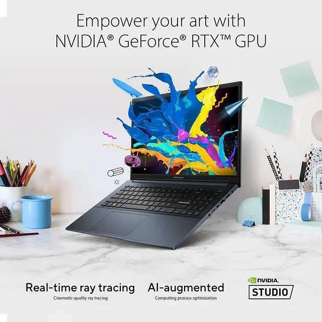 Alt view image 7 of 9 - ASUS Vivobook Pro 15 M6500RE-EB74 OLED Laptop, 15.6” 2.8K OLED Display, AMD Ryzen 7 6800H Mobile CPU, NVIDIA GeForce RTX 3050 Ti , 16GB RAM, 1TB SSD, Windows 11 Home, Quiet Blue
