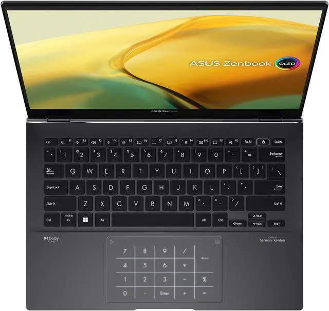 Alt view image 2 of 17 - ASUS ZenBook 14 OLED Laptop 14” 2.8K OLED Touch Display, AMD Ryzen 7 5825U CPU, Radeon Graphics, 16GB RAM, 512GB PCIe SSD, Windows 11 Home, Jade Black, UM3402YA-DB74T