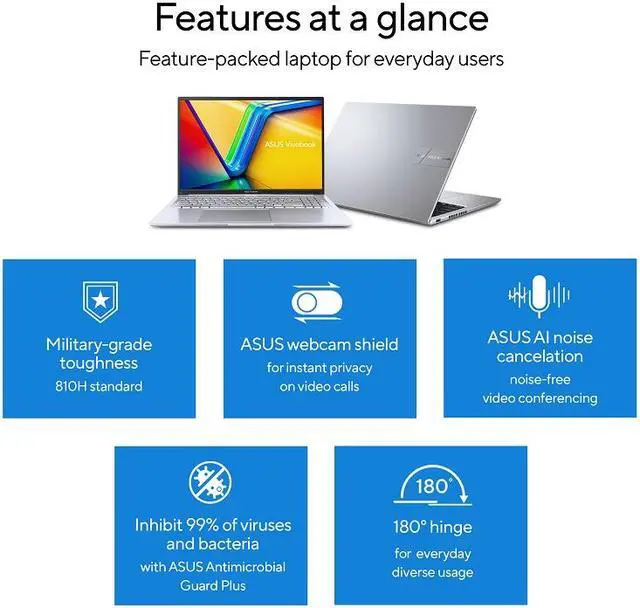 Alt view image 11 of 11 - ASUS VivoBook 16 Laptop, 16” WUXGA (1920 x 1200) 16:10 Display, AMD Ryzen 9 7940HS CPU 4.0GHz, AMD Radeon Graphics, 16GB RAM, 1TB SSD, Windows 11 Home, Cool Silver, M1605XA-EB96
