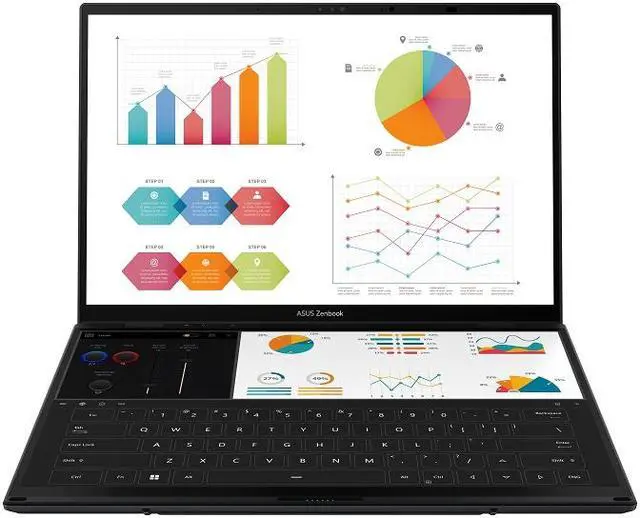 Alt view image 11 of 15 - ASUS Zenbook DUO Laptop, Dual 14" OLED 3K 120Hz Touch Display, Intel Evo Certified, Intel Core Ultra 9 185H CPU, Intel Arc Graphics, 32GB RAM, 1TB SSD, Windows 11, Inkwell Gray, UX8406MA-PS99T
