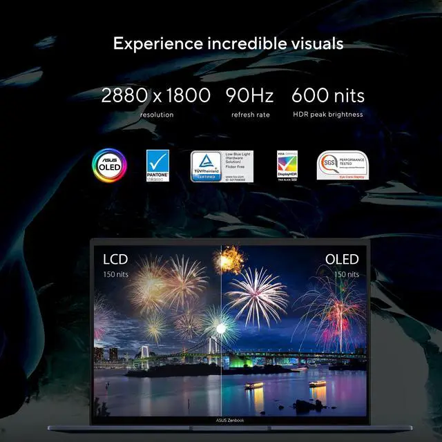 Alt view image 13 of 17 - ASUS 14" Zenbook OLED Laptop - 2.8K resolution - Intel Core i9-13900H - 16GB Memory - 1TB M.2 NVMe PCIe 4.0 SSD - Windows 11 - Ponder Blue - UX3402VA-DS94 - Intel Evo Edition