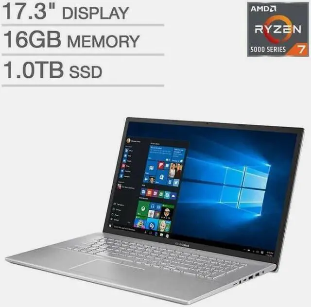 Alt view image 2 of 4 - ASUS VivoBook Laptop AMD Ryzen 7 5700U 1.80 GHz 16 GB Memory 1 TB SSD PCIe NVMe M.2 AMD Radeon Graphics 17.3" Windows 11 Home 64-bit S712UA-IS79