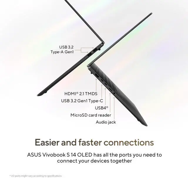Alt view image 13 of 16 - ASUS Vivobook S 14" Copilot+ PC Laptop AMD Ryzen AI 9 365  24 GB LPDDR5X Memory 512 GB PCIe SSD AMD Radeon 880M Windows 11 Home 64-bit M5406WA-DS76