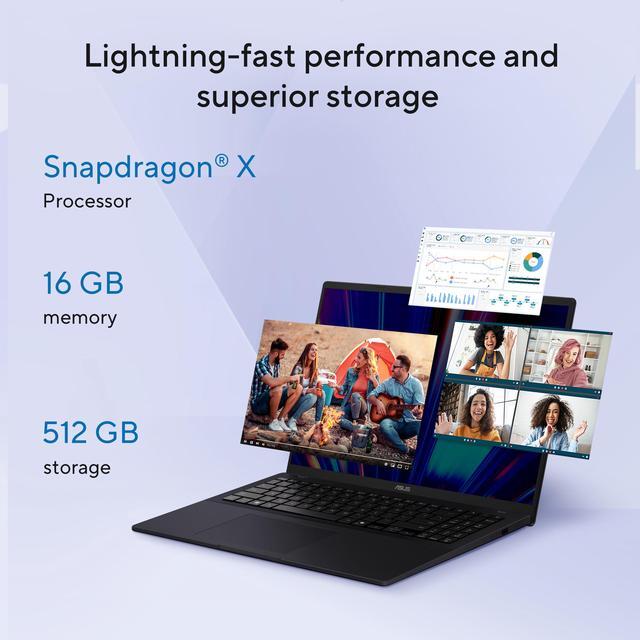 Alt view image 14 of 19 - ASUS VivoBook 16.0" Laptop Qualcomm Snapdragon X X1-26-100 16GB RAM 512 GB PCIe SSD Windows 11 Home X1607QA-DS54