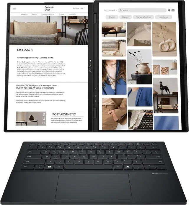 Alt view image 6 of 17 - ASUS ZenBook Duo 14.0" Laptop Ultra 7 255H 32GB RAM 1 TB PCIe SSD Windows 11 Home UX8406CA-DS79T