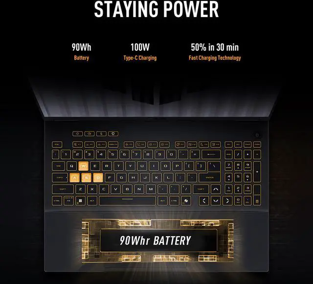 Alt view image 13 of 18 - ASUS TUF Gaming F16 - 16" GeForce RTX 5070 Laptop GPU - Intel Core i7-14650HX  - 32GB Memory - 1 TB PCIe SSD - Windows 11 Home - Gaming Laptop - 165 Hz (FX608JPR-DS76 )