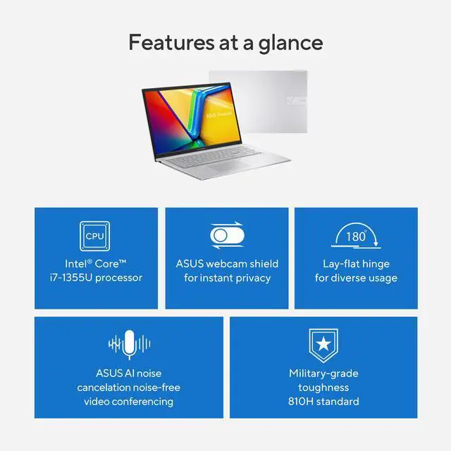 Alt view image 4 of 10 - ASUS VivoBook 17.3"  Intel Core i7-1355U 16GB Memory 1 TB PCIe SSD Intel Iris Xe Graphics Windows 11 Home