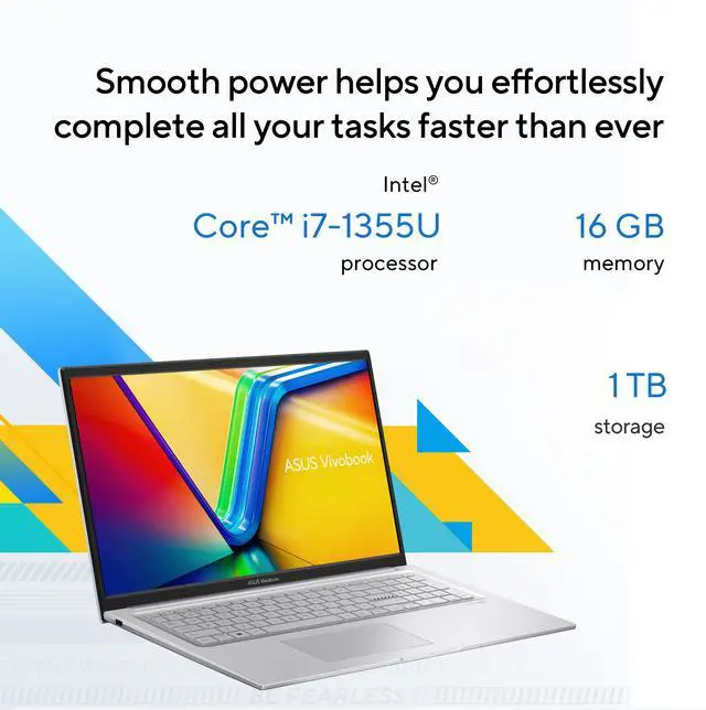 Alt view image 3 of 10 - ASUS VivoBook 17.3"  Intel Core i7-1355U 16GB Memory 1 TB PCIe SSD Intel Iris Xe Graphics Windows 11 Home