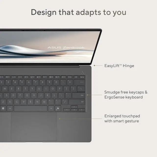 Alt view image 5 of 10 - ASUS Laptop Zenbook A14 16GB Memory 512 GB NVMe SSD Integrated Graphics 14.0" Non-Touch Screen Windows 11 Home UX3407QA-DS52-CA