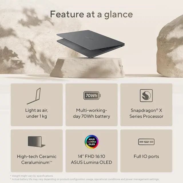 Alt view image 7 of 10 - ASUS Laptop Zenbook A14 16GB Memory 512 GB NVMe SSD Integrated Graphics 14.0" Non-Touch Screen Windows 11 Home UX3407QA-DS52-CA