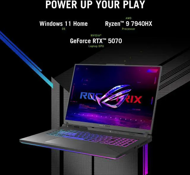 Alt view image 13 of 19 - ASUS ROG Strix G18 - 18.0" GeForce RTX 5070 Laptop GPU - AMD Ryzen 9 8940HX - 16GB Memory - 1 TB PCIe SSD - Windows 11 Home Gaming Laptop - 240 Hz (G814PP-DS94)