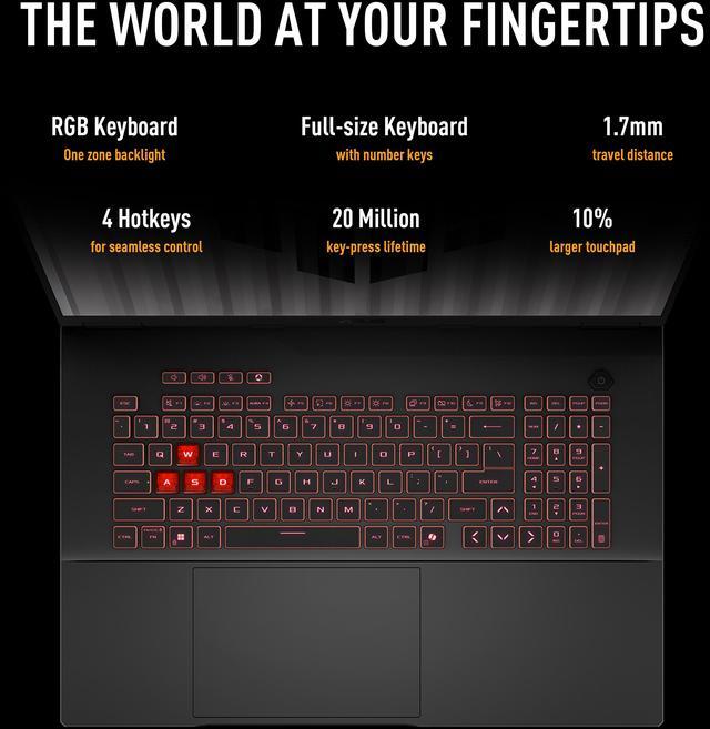 Alt view image 10 of 11 - ASUS TUF Gaming - 18" GeForce RTX 5070 Laptop GPU - AMD Ryzen 7 260  - 16GB (8GBx2) Memory - 1 TB PCIe SSD - Windows 11 Home - Gaming Laptop - 240 Hz IPS (FA808UP-NS74 )