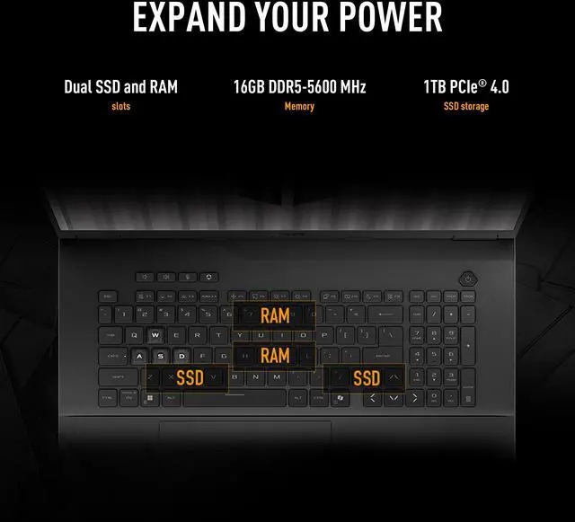 Alt view image 11 of 11 - ASUS TUF Gaming - 18" GeForce RTX 5070 Laptop GPU - AMD Ryzen 7 260  - 16GB (8GBx2) Memory - 1 TB PCIe SSD - Windows 11 Home - Gaming Laptop - 240 Hz IPS (FA808UP-NS74 )