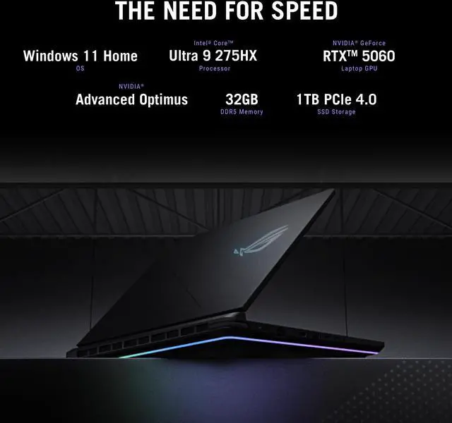 Alt view image 8 of 14 - ASUS ROG Strix G16 - 16" GeForce RTX 5060 Laptop GPU - Intel Core Ultra 9 275HX  - 32GB Memory - 1 TB NVMe SSD - Windows 11 Home - Gaming Laptop - 240 Hz IPS (G615LM-DS96 )