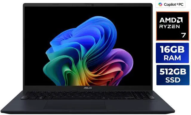 Main image of Asus VivoBook 16" Copilot+ PC Laptop AMD Ryzen AI 7 350 16GB DDR5 Memory 512GB PCIE SSD 16.0" Windows 11 Home
