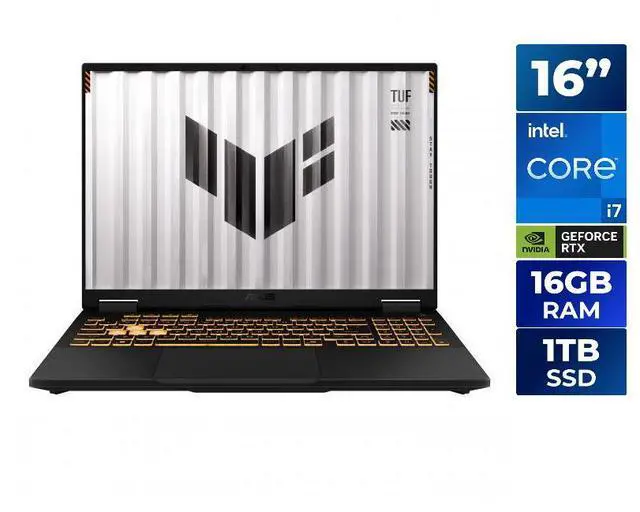 Main image of ASUS TUF F16 16" FHD+ WUXGA 165Hz IPS Gaming Notebook Intel Core i7-14650HX 16GB RAM 1TB SSD NVIDIA GeForce RTX 5050 Jaegar Gray