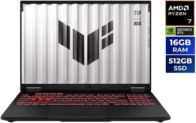 Main image of ASUS TUF Gaming - 16.0" WUXGA 144 Hz - AMD Ryzen 7 260 - GeForce RTX 5060 Laptop GPU - 16GB Memory DDR5 5600 - 512GB PCIe SSD - Windows 11 Home (FA608UMI-NB73)