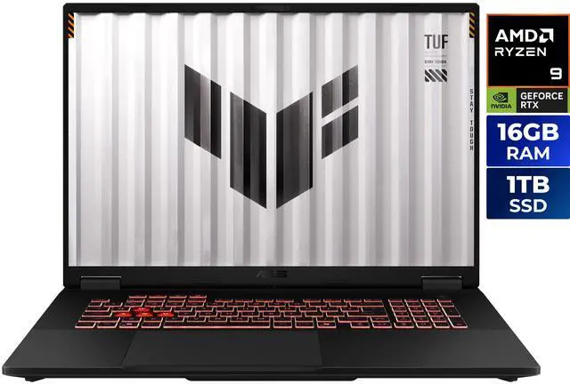 Main image of ASUS TUF Gaming - 18.0" WUXGA 144 Hz - AMD Ryzen 9 8940HX - GeForce RTX 5070 Laptop GPU - 16GB Memory DDR5 5600 - 1TB PCIe SSD - Windows 11 Home (FA808PP-NB94)