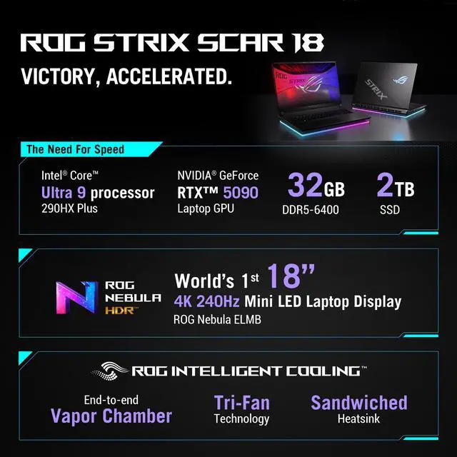 Alt view image 16 of 20 - ASUS ROG Strix 18.0" Gaming Laptop - Intel Core Ultra 9 290HX Plus - GeForce RTX 5080 Laptop GPU - 32GB DDR5 RAM- 1TB SSD - Windows 11 Home (90NR0LI1-M00D70 )