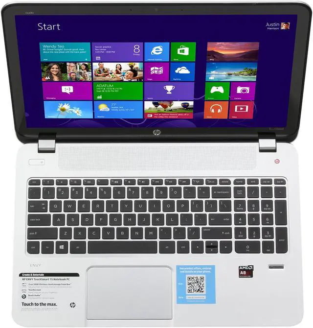 Alt view image 6 of 8 - HP Laptop TouchSmart AMD A8-5550M 8GB Memory 750GB HDD AMD Radeon HD 8550G 15.6" Touch Screen Windows 8 15-j020us