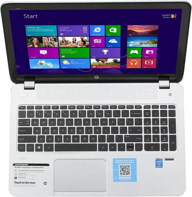 Alt view image 6 of 8 - HP Laptop ENVY TouchSmart Intel Core i7-4700MQ 8GB DDR3 Memory 1TB HDD Intel HD Graphics 4600 15.6" Touch Screen Windows 8 15-j050us