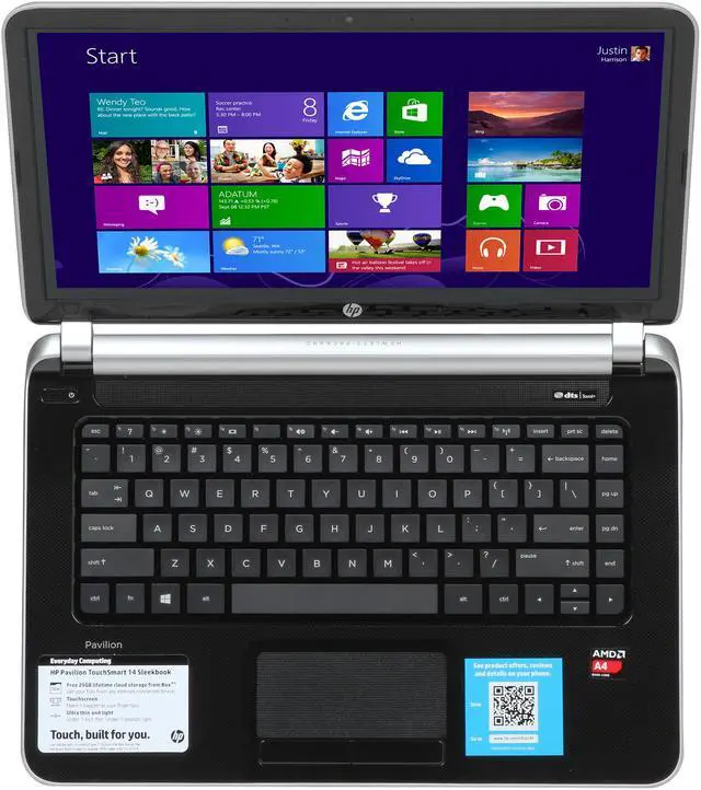Alt view image 6 of 8 - HP Laptop Pavilion AMD A4-5000 4GB Memory 750GB HDD AMD Radeon HD 8330 14.0" Touch Screen Windows 8 14-f021nr