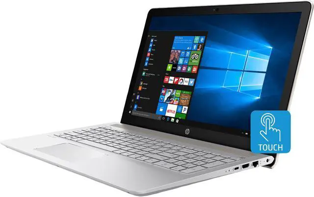 Main image of HP Laptop Pavilion 15-cc611ds Intel Core i5 8th Gen 8250U (1.60 GHz) 8 GB Memory 256 GB M.2 SSD Intel UHD Graphics 620 15.6" Touchscreen Windows 10 Home 64-Bit Silk Gold